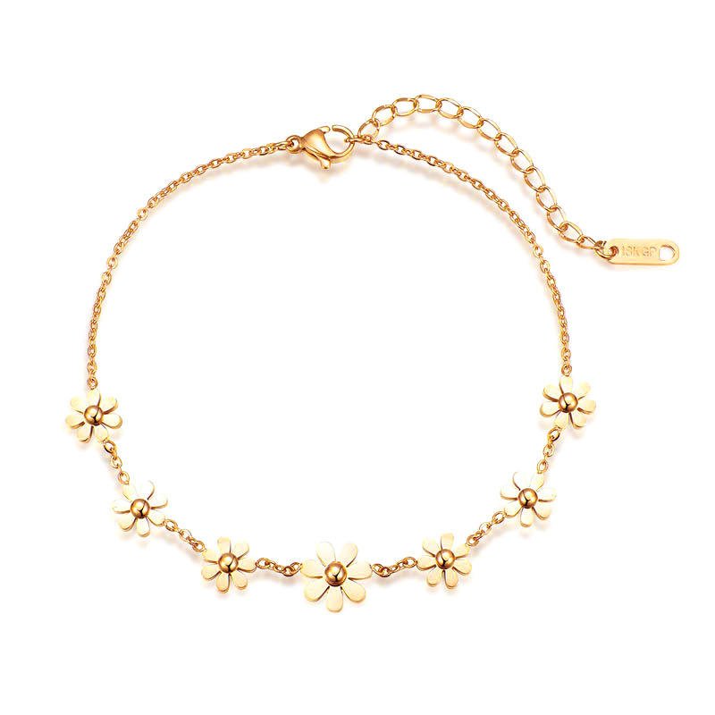 demi fine bracelet, floral charm bracelet, gold toned bracelet women, everyday bracelet India, minimalist bracelet, flower bracelet dainty - Petals & Ore
