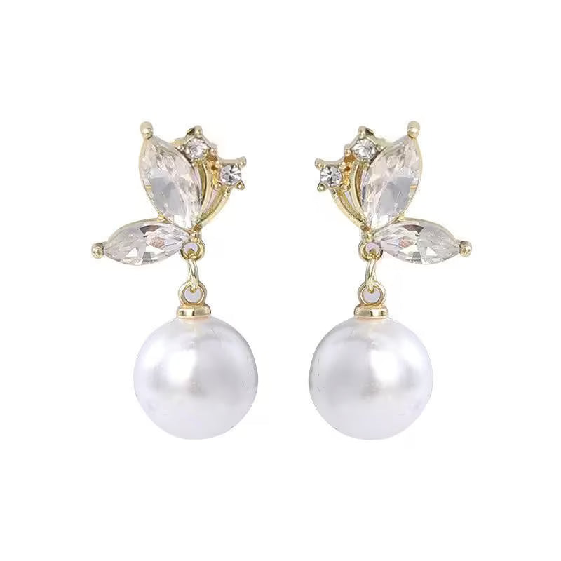 Floral Pearl Drop Earrings - Petals & Ore