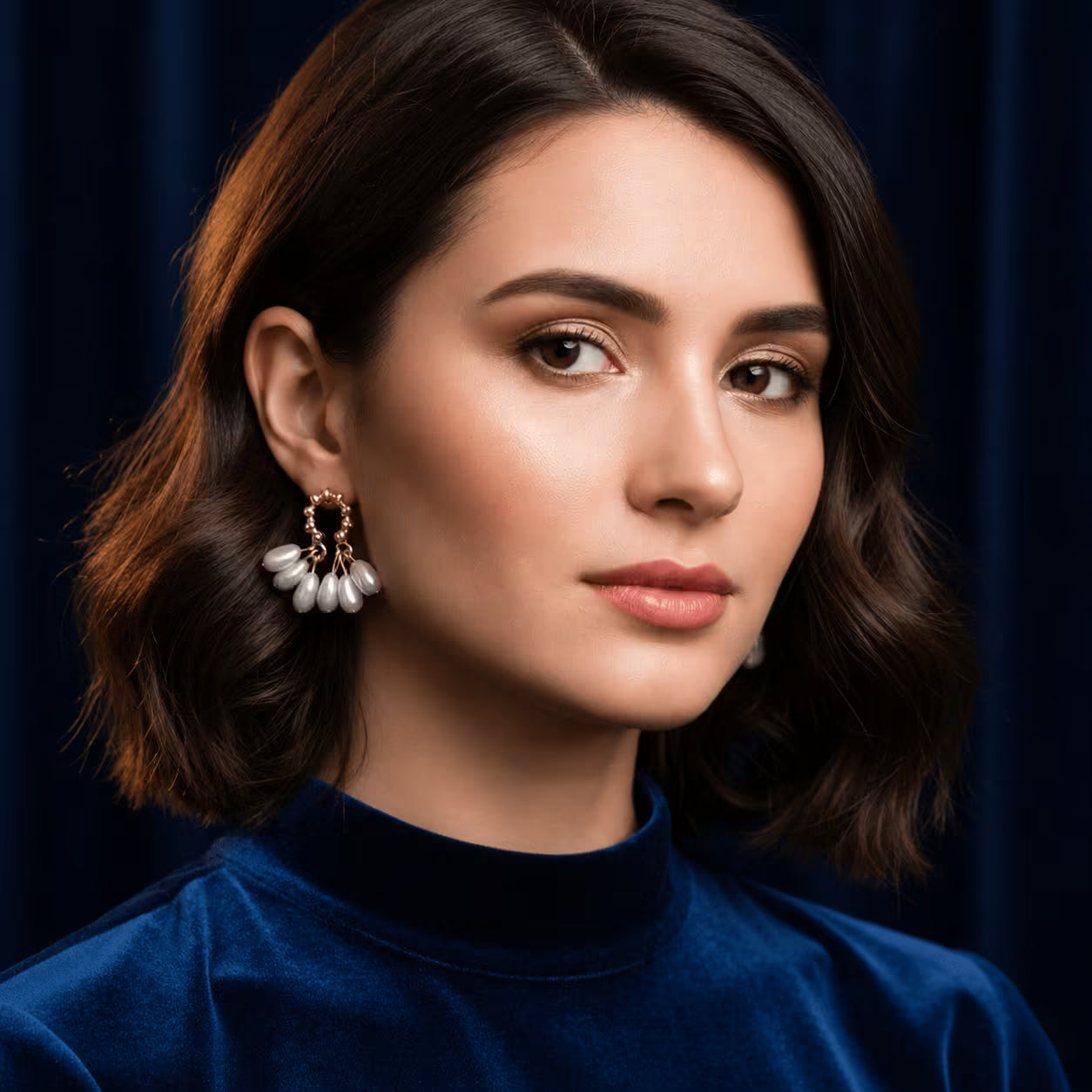 Pearl Dangler Earrings for Women Golden Tone Drop Earrings - Petals & Ore