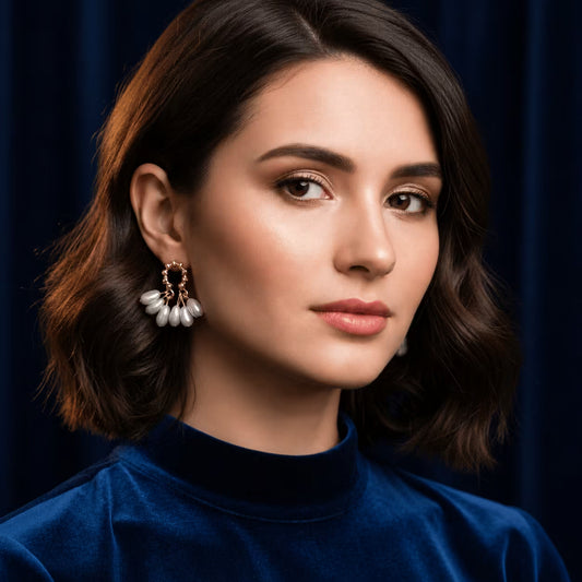 Pearl Dangler Earrings for Women Golden Tone Drop Earrings - Petals & Ore
