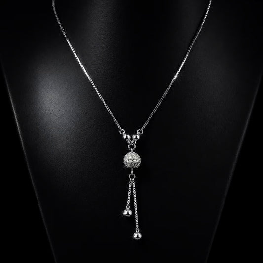 Silver Pendant Necklace for Women | Long Chain Necklace | Minimal Elegant Neckpiece | Party Wear Jewelry | Lightweight Adjustable - Petals & Ore