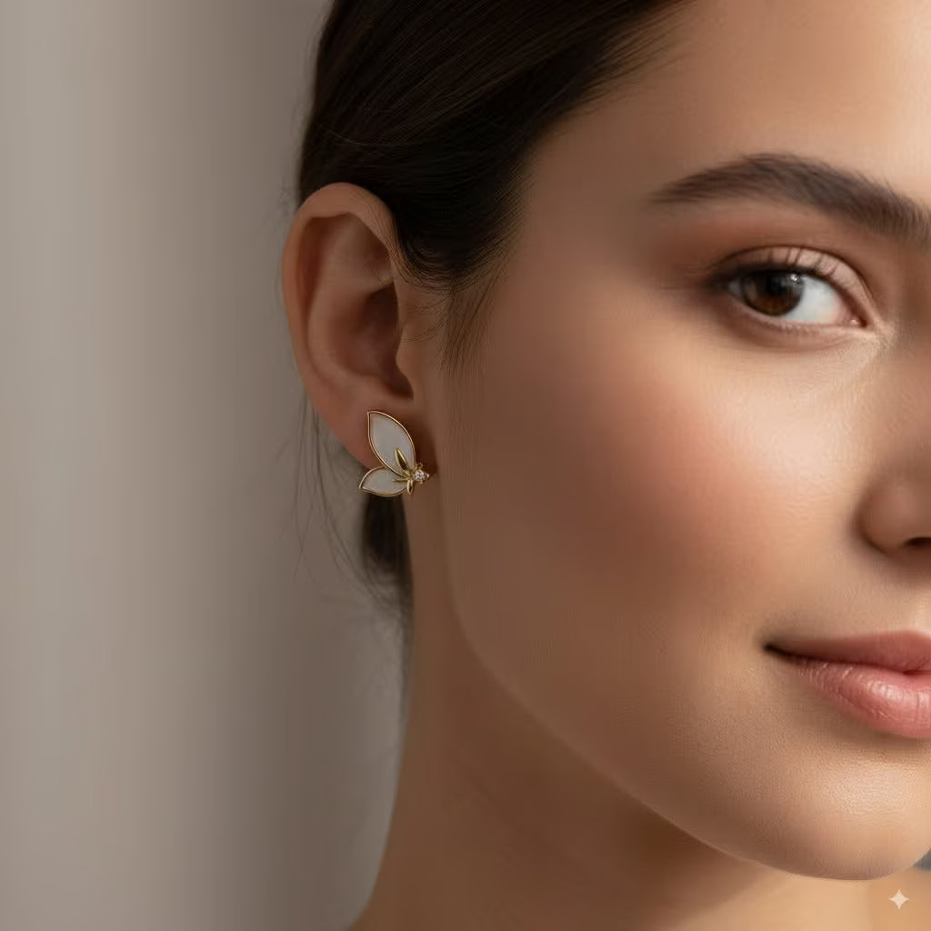 Golden Butterfly Stud Earrings for Women Lightweight Daily Wear