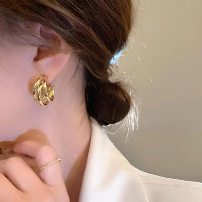 Three Hoops. One Earring. Total Attention — Triple Gold Layered Hoops | Office Wear