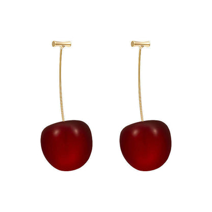 Bold Without Asking Permission — Glossy Red Cherry Drop Earrings | Statement Wear