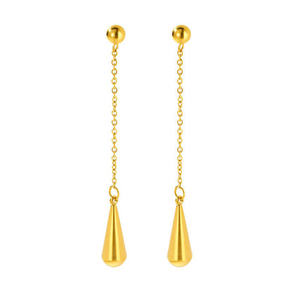 Anti-Tarnish Teardrop Chain Drop Earrings | Minimal Gold  tone Statement Earrings for Women