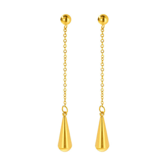 Anti-Tarnish Teardrop Chain Drop Earrings | Minimal Gold  tone Statement Earrings for Women