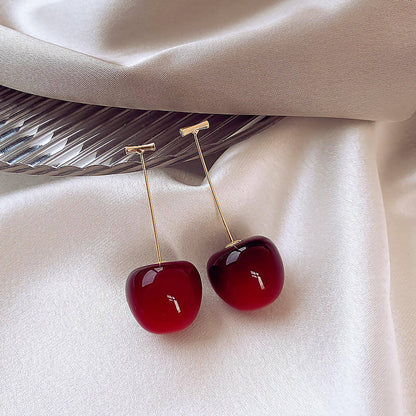 Bold Without Asking Permission — Glossy Red Cherry Drop Earrings | Statement Wear
