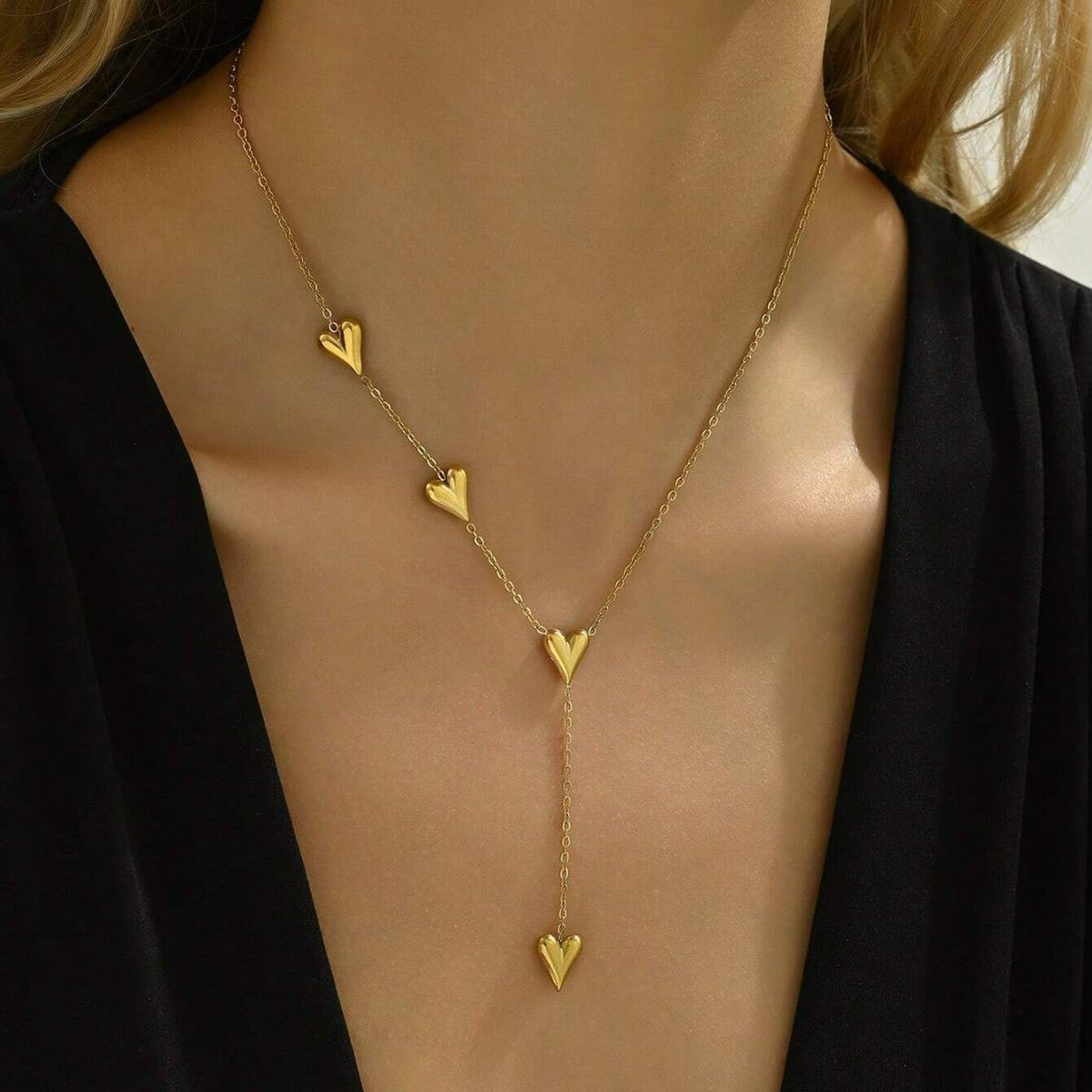 Feels Like It Was Made for Her — Triple Heart Lariat Necklace | Perfect Gift