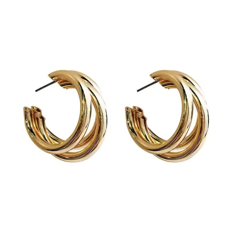 Three Hoops. One Earring. Total Attention — Triple Gold Layered Hoops | Office Wear