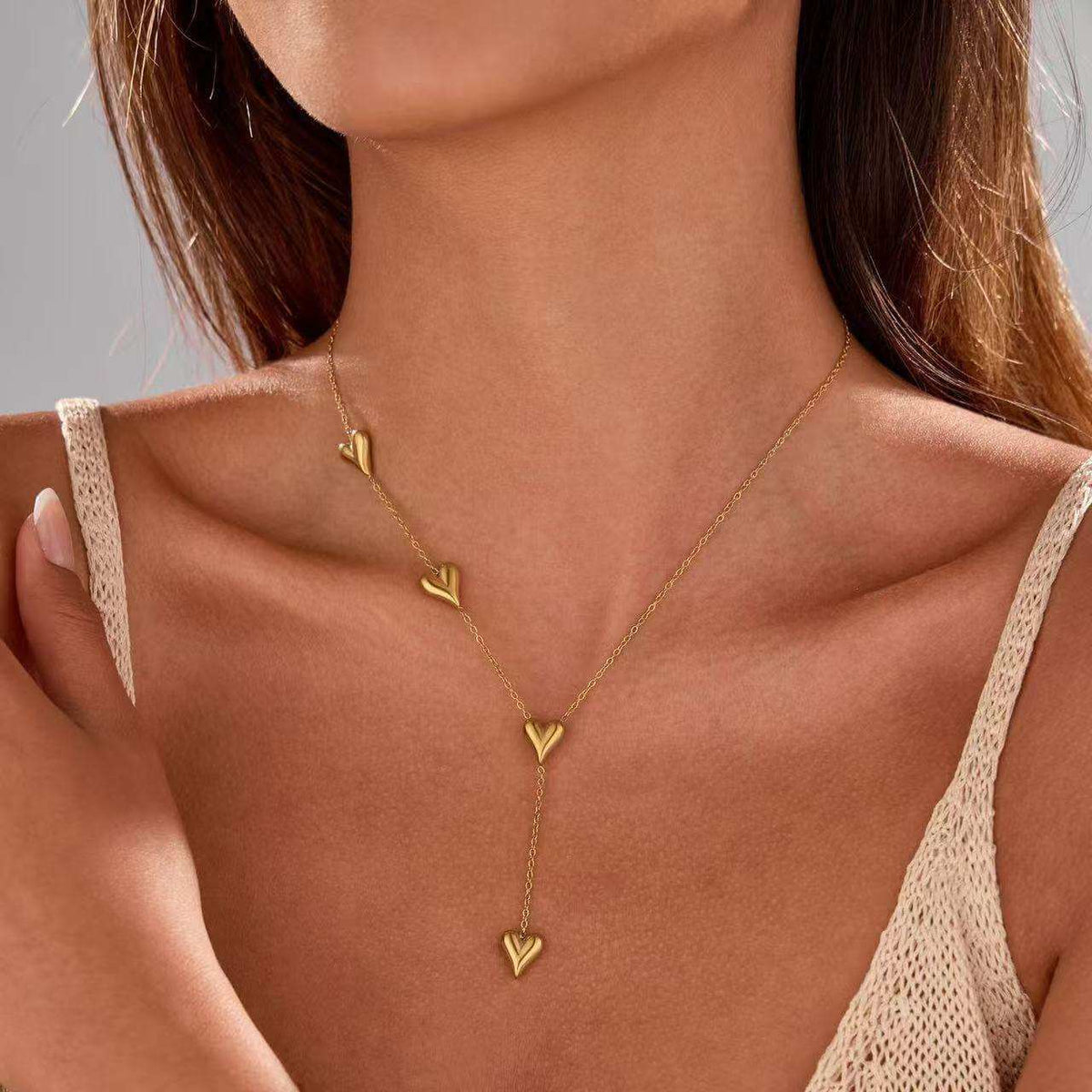 Feels Like It Was Made for Her — Triple Heart Lariat Necklace | Perfect Gift