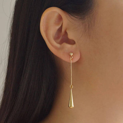 Anti-Tarnish Teardrop Chain Drop Earrings | Minimal Gold  tone Statement Earrings for Women