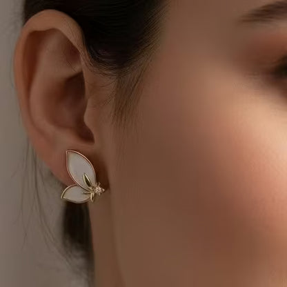 Golden Butterfly Stud Earrings for Women Lightweight Daily Wear