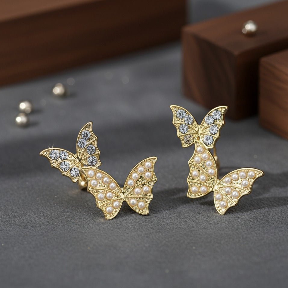 Butterfly Earrings For Women & Girls | Dual Butterfly lightweight earring for Women & Girls - Petals & Ore