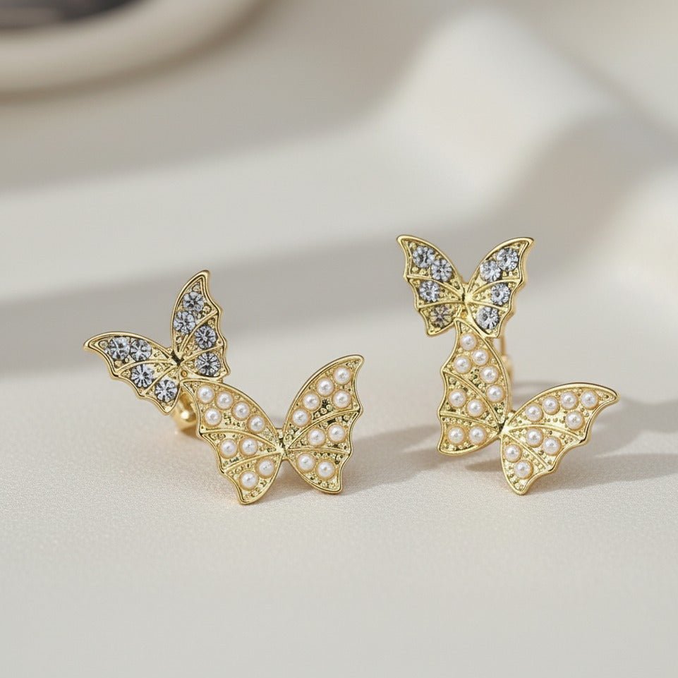 Butterfly Earrings For Women & Girls | Dual Butterfly lightweight earring for Women & Girls - Petals & Ore