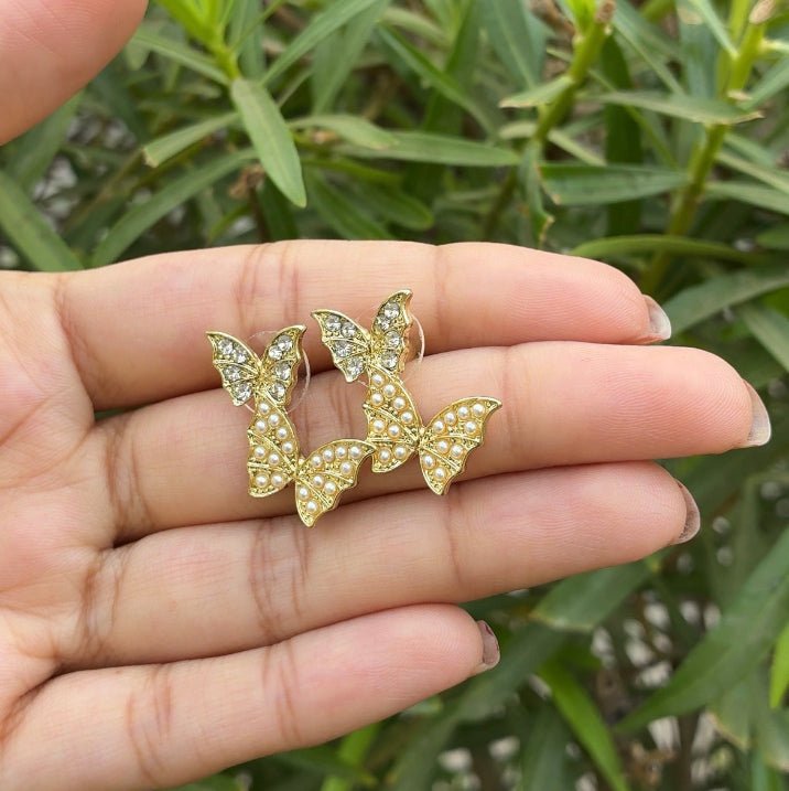 Butterfly Earrings For Women & Girls | Dual Butterfly lightweight earring for Women & Girls - Petals & Ore