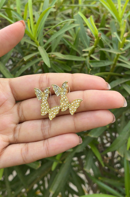 Butterfly Earrings For Women & Girls | Dual Butterfly lightweight earring for Women & Girls - Petals & Ore