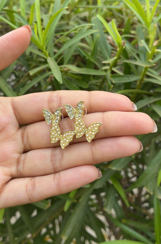 Butterfly Earrings For Women & Girls | Dual Butterfly lightweight earring for Women & Girls - Petals & Ore