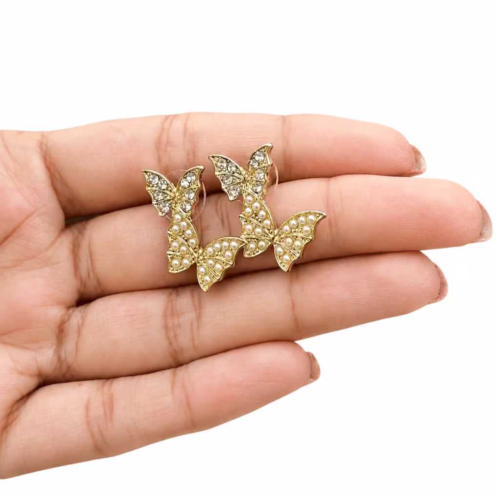 Butterfly Earrings For Women & Girls | Dual Butterfly lightweight earring for Women & Girls - Petals & Ore