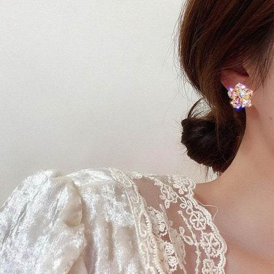 Cherry Blossom Crystal Flower Stud Earrings - Petals & Ore
