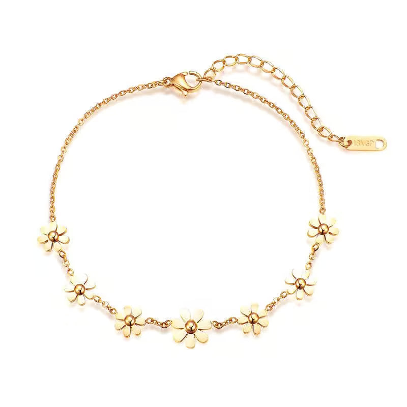 demi fine bracelet, floral charm bracelet, gold toned bracelet women, everyday bracelet India, minimalist bracelet, flower bracelet dainty - Petals & Ore