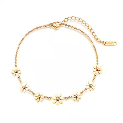 demi fine bracelet, floral charm bracelet, gold toned bracelet women, everyday bracelet India, minimalist bracelet, flower bracelet dainty - Petals & Ore