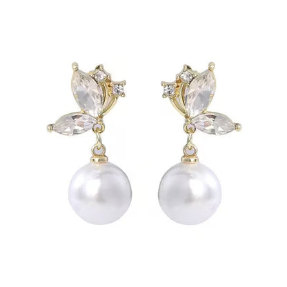 Floral Pearl Drop Earrings - Petals & Ore