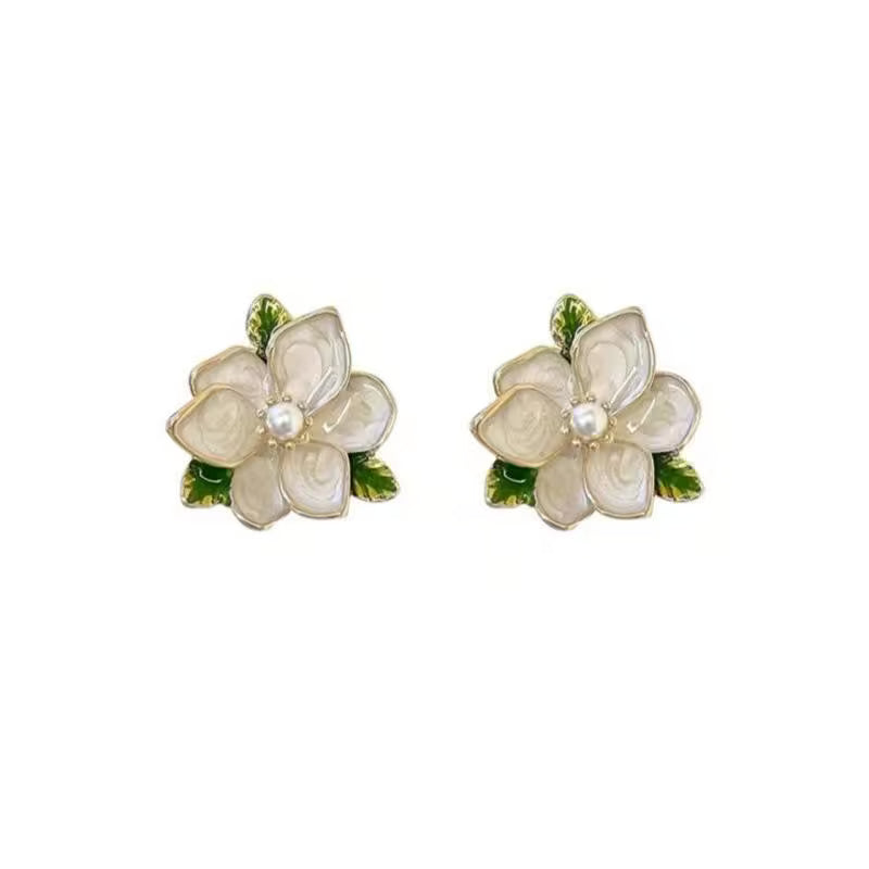 Floral Pearl Stud Earrings for Women Elegant Daily Wear Small Earrings - Petals & Ore