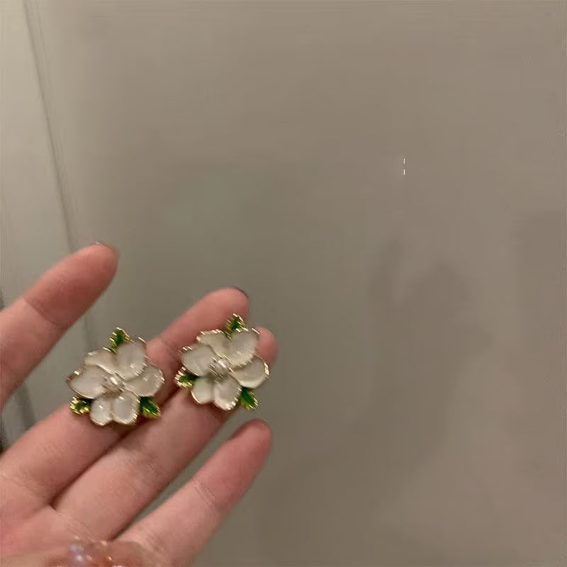 Floral Pearl Stud Earrings for Women Elegant Daily Wear Small Earrings - Petals & Ore