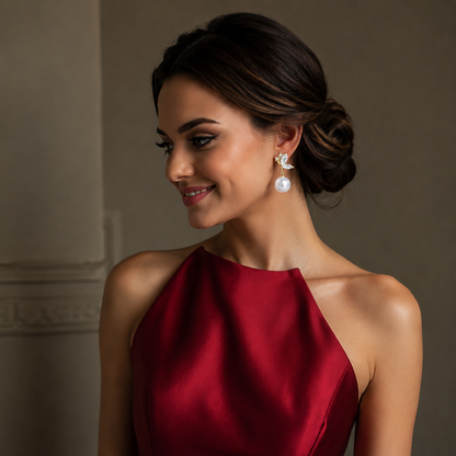 Office-to-Dinner in One Earring — Crystal Petal Pearl Drop | Lightweight | Office Wear