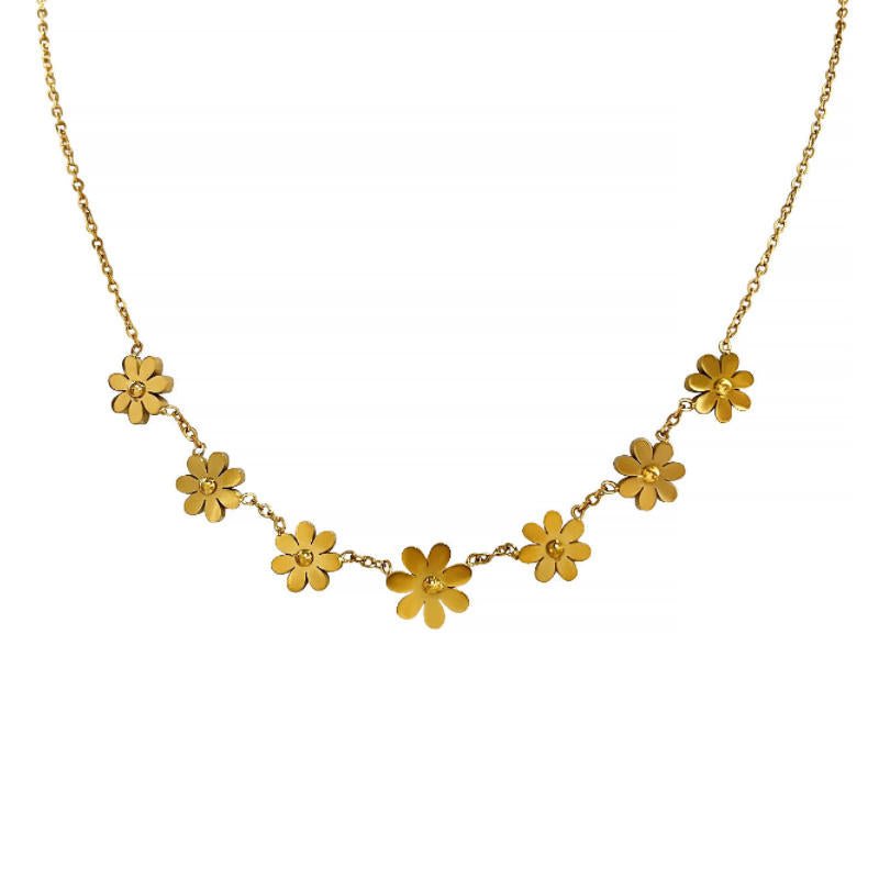 Flower Necklace for Women | Daisy Pendant Chain Necklace | Minimal Floral Jewellery Gift | - Petals & Ore
