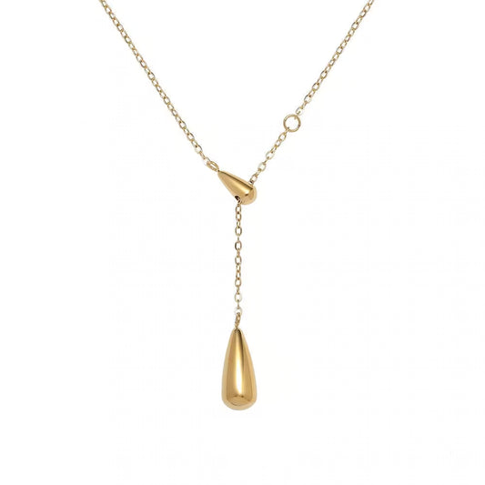 Gold tone y necklace, y necklace for women, drop pendant necklace, minimal necklace women, long necklace for women - Petals & Ore