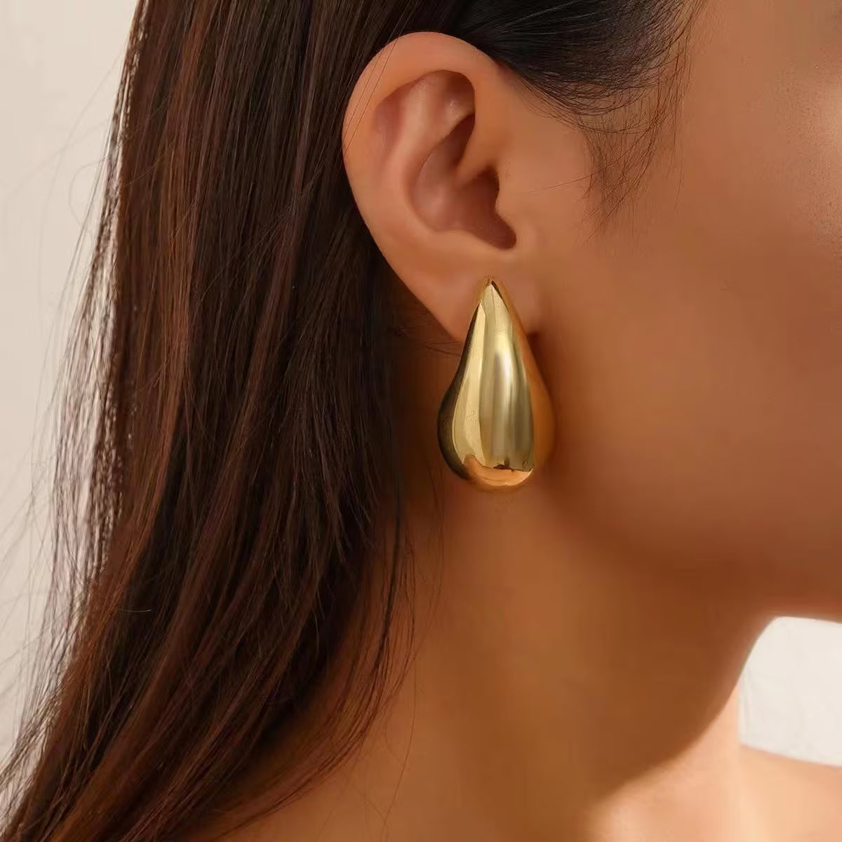 Golden Teardrop Stud Earrings for Women Minimal Daily Wear - Petals & Ore