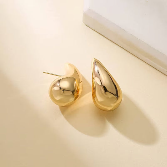 Golden Teardrop Stud Earrings for Women Minimal Daily Wear - Petals & Ore