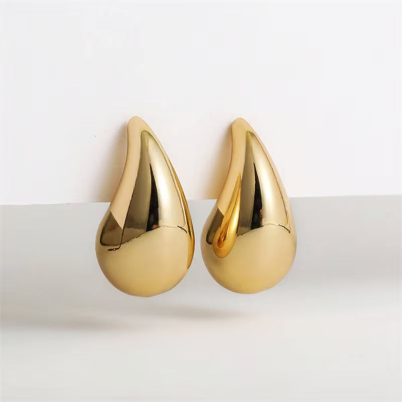 Golden Teardrop Stud Earrings for Women Minimal Daily Wear - Petals & Ore