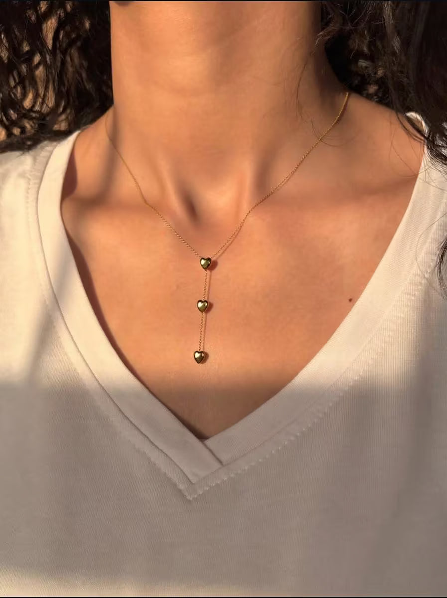Minimal Gold Heart Pendant Necklace – Dainty Layered Chain for Women, Everyday Wear, Anti Tarnish Finish - Petals & Ore