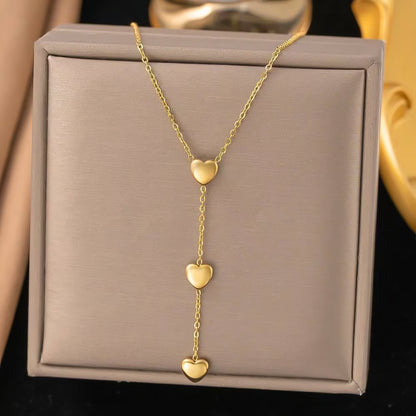 Minimal Gold Heart Pendant Necklace – Dainty Layered Chain for Women, Everyday Wear, Anti Tarnish Finish - Petals & Ore