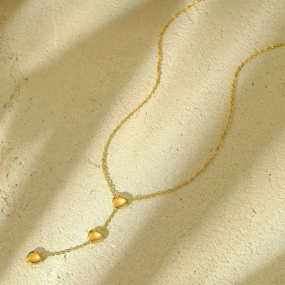 Minimal Gold Heart Pendant Necklace – Dainty Layered Chain for Women, Everyday Wear, Anti Tarnish Finish - Petals & Ore
