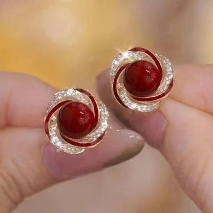 Pearl Twist Crystal Stud Earrings - Petals & Ore