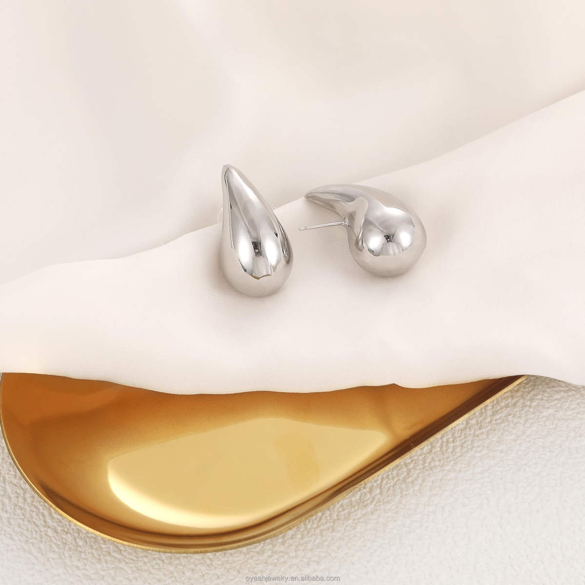 Silver Dome Studs — Chunky Bold Fashion Earrings - Petals & Ore