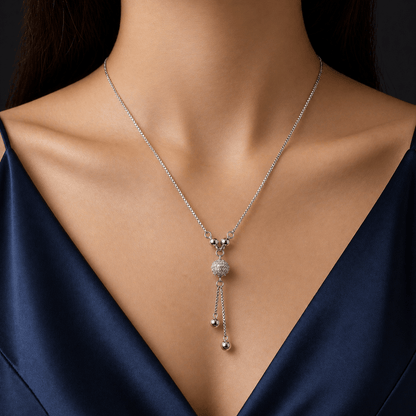 Silver Pendant Necklace for Women | Long Chain Necklace | Minimal Elegant Neckpiece | Party Wear Jewelry | Lightweight Adjustable - Petals & Ore