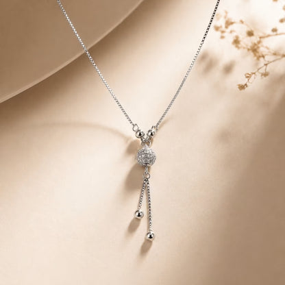 Silver Pendant Necklace for Women | Long Chain Necklace | Minimal Elegant Neckpiece | Party Wear Jewelry | Lightweight Adjustable - Petals & Ore