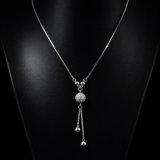 Silver Pendant Necklace for Women | Long Chain Necklace | Minimal Elegant Neckpiece | Party Wear Jewelry | Lightweight Adjustable - Petals & Ore