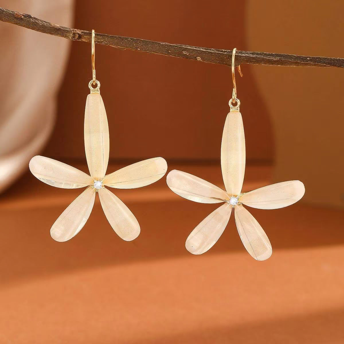 White Flower Dangle Earrings for Women Lightweight Floral Drop Earrings Trendy Daily Wear - Petals & Ore
