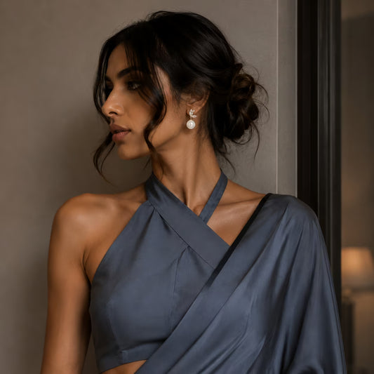 Office-to-Dinner in One Earring — Crystal Petal Pearl Drop | Lightweight | Party Wear