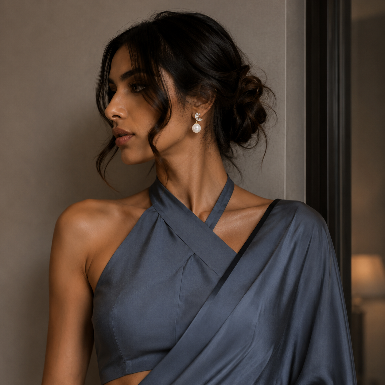 Office-to-Dinner in One Earring — Crystal Petal Pearl Drop | Lightweight | Office Wear
